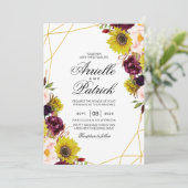 ヒマワリ ワインレッド ブラッシュ ピオニー ローズ 招待状 (スタンド正面)