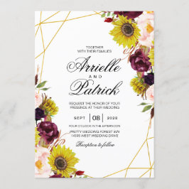 ヒマワリ ワインレッド ブラッシュ ピオニー ローズ 招待状