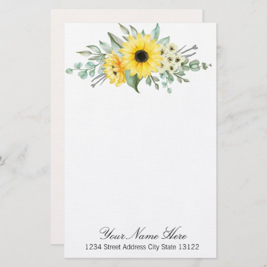 ヒマワリ 便箋 (正面/裏面)