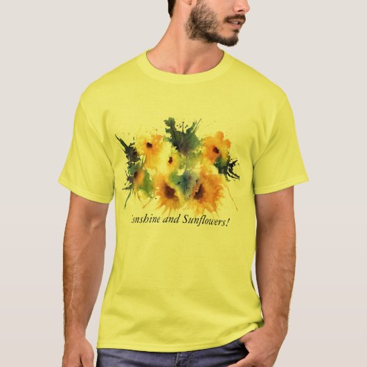 ヒマワリ、日光およびヒマワリによってインスパイア! Tシャツ (正面)