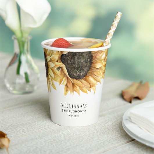 ヒマワリ 水彩 花 ブライダルシャワー 紙コップ (インサイチュ)