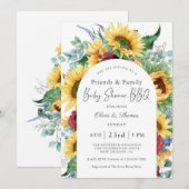 ヒマワリ 秋の花 ファミリー ベビーシャワー 招待状 (正面/裏面)