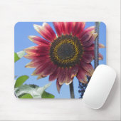 ヒマワリ(赤ユニークい葉) マウスパッド (マウス)