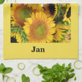 ヒマワリ、黄色に編まれたあなたの名前のフレーズ贈り物 キッチンタオル (折り畳み)