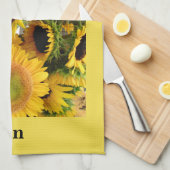 ヒマワリ、黄色に編まれたあなたの名前のフレーズ贈り物 キッチンタオル (四つ折り)