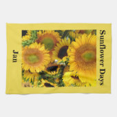 ヒマワリ、黄色に編まれたあなたの名前のフレーズ贈り物 キッチンタオル (横)