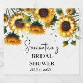 ヒマワリ 黄色の花 ラスティック ブライダルシャワー スパークリングワインラベル (シングルラベル)