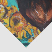 ヒマワリ、黒猫インブルーターコイズ 薄葉紙 (詳細)