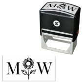 ヒマワリ#3カップル結婚の2イニシャルモノグラム セルフインキングスタンプ (インサイチュ)