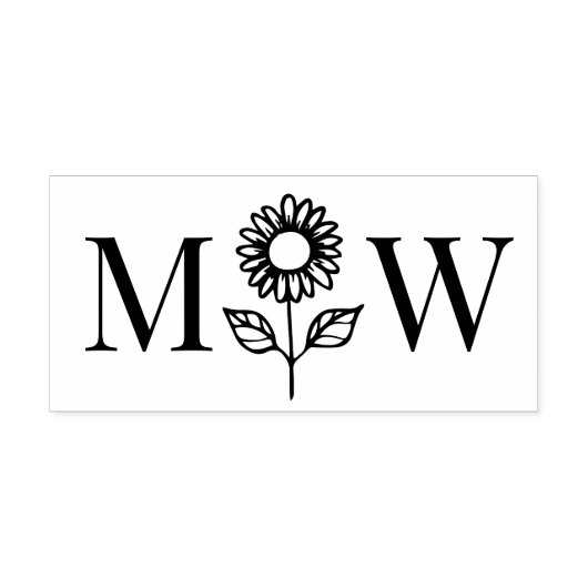 ヒマワリ#3カップル結婚の2イニシャルモノグラム セルフインキングスタンプ (デザイン)