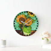 ヒマワリ(3)、バン·絵画ゴッホ著名 ラージ壁時計 (ホーム)
