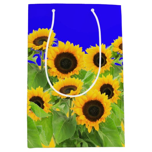 ヒマワリ – Freedom Ukraine平和ウクライナ国旗 ミディアムペーパーバッグ (正面)