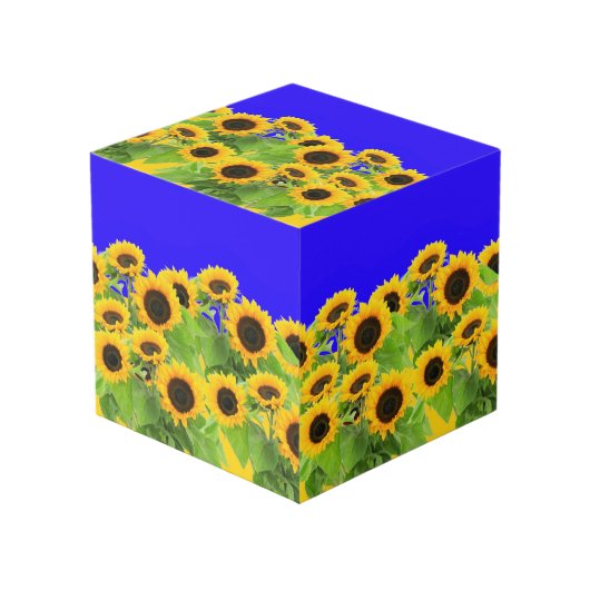 ヒマワリCubeウクライナ国旗の色 フォトキューブ (正面アングル)
