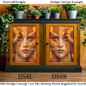 ヒマワリDS8Lデコページ付き女性のポートレート 薄葉紙