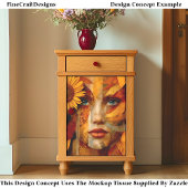 ヒマワリDS8Lデコページ付き女性のポートレート 薄葉紙