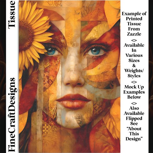 ヒマワリDS8Lデコページ付き女性のポートレート 薄葉紙