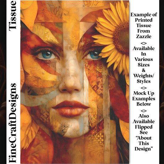 ヒマワリDS8Rデコページ付き女性のポートレート 薄葉紙