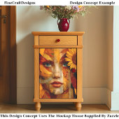 ヒマワリDS8Rデコページ付き女性のポートレート 薄葉紙