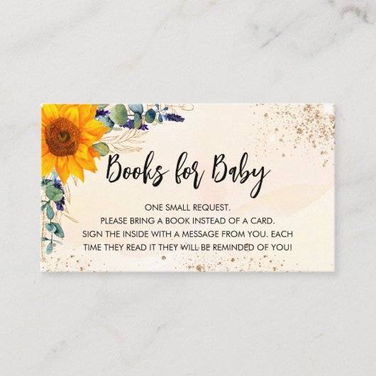 ヒマワリeuapyptus赤ちゃんシャワーブックリクエスト エンクロージャーカード (正面)