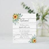 ヒマワリeucalyptus木製ウェディングプログラム詳細 (スタンド正面)