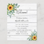 ヒマワリeucalyptus木製ウェディングプログラム詳細 (正面)