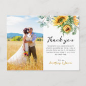 ヒマワリEucalyptus 4枚結婚写真どうもありがとう ポストカード (正面)