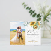 ヒマワリEucalyptus 4枚結婚写真どうもありがとう ポストカード (スタンド正面)