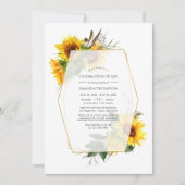 ヒマワリGeometric Photoお祝い 招待状 (正面)