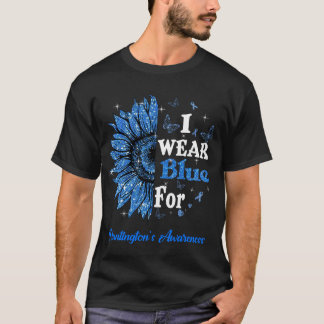 ヒマワリI衣服ブルーforハンチントン病 Tシャツ