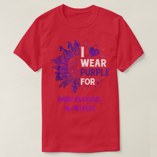 ヒマワリI衣服紫リボンオピオイド過量阿波 Tシャツ (デザイン正面)