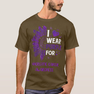 ヒマワリI衣服紫色リボン膵がんA Tシャツ