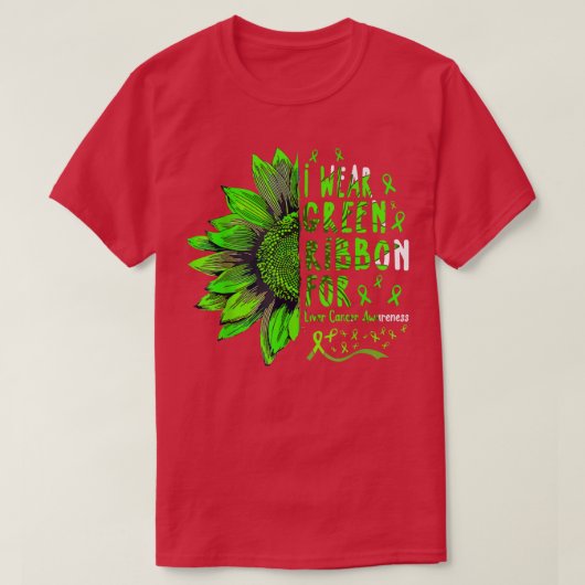 ヒマワリI衣服肝癌阿波用グリーンリボン Tシャツ (デザイン正面)