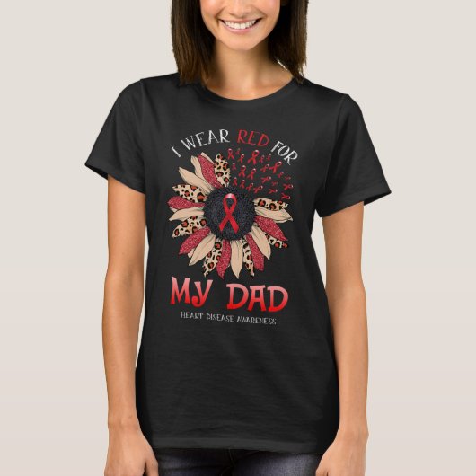 ヒマワリI衣服赤リボンパパハート病 Tシャツ (正面)