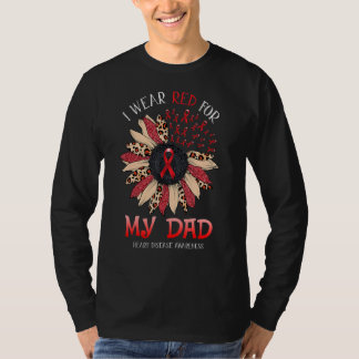 ヒマワリI衣服赤リボンパパハート病 Tシャツ