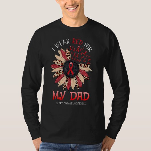 ヒマワリI衣服赤リボンパパハート病 Tシャツ (正面)