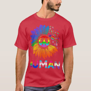 ヒマワリLGBT国旗ゲイプライド 誇りを持った Tシャツ