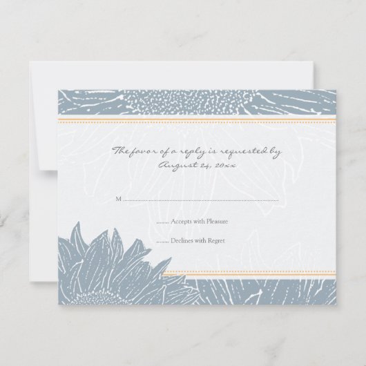 ヒマワリRSVPカード: オレンジ 出欠カード (正面)