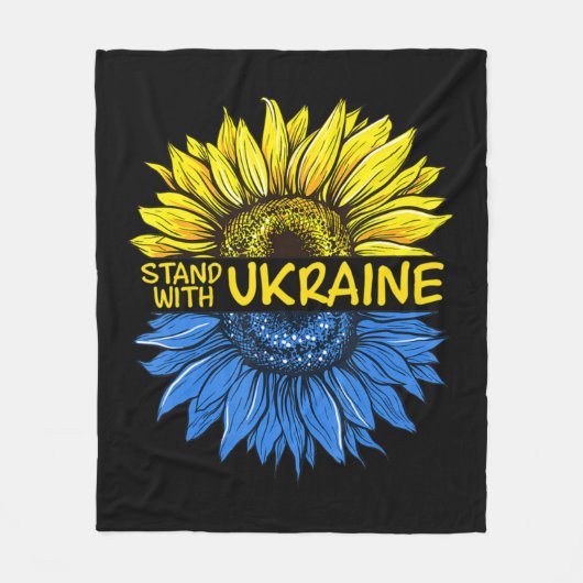 ヒマワリUkraine I Stand With Ukraine Love Ukra フリースブランケット (正面)