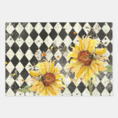 ヒマワリwビーズブラックエフェメラ右デクページ ラッピングペーパーシート (正面2)