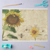 ヒマワリw蜂スクリプトEphemeraヴィンテージ切り離 薄葉紙 (クラフト)