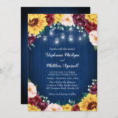 ヒマワールブルゴーニュ海軍ジャースライトフローラ結婚ズ 招待状 (正面/裏面)