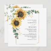 ヒマワールユーカリフローラ結婚グリーン 招待状 (正面/裏面)