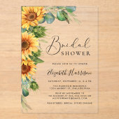 ヒマワールユーカリプトゥスウォーターカラーブライダルシャワー アクリル招待状 (正面)