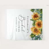 ヒマワールユーカリプトゥスウォーターカラーブライダルシャワー タペストリー (正面(横))