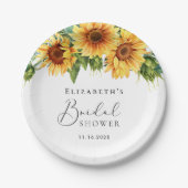 ヒマワールユーカリプトゥスウォーターカラーブライダルシャワー ペーパープレート (正面)
