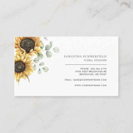 ヒマワールユーカリ緑の花屋 名刺 (正面)