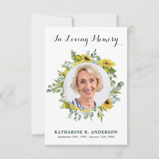 ヒマワールユーカリ記念悔やみや弔慰葬儀 サンキューカード (正面)