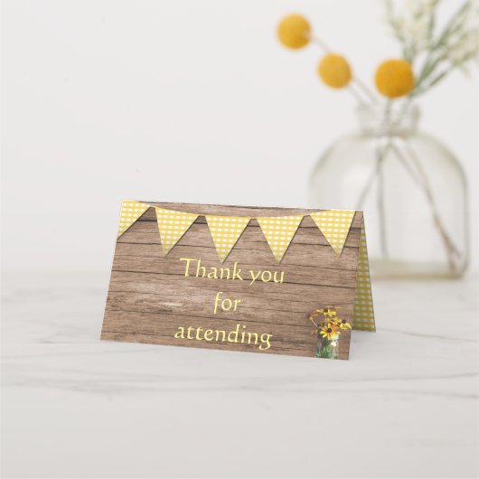 ヒマワ素朴リと黄ギンガム結婚ズ プレイスカード (裏面)