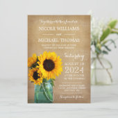 ヒマワ素朴リメイソンジャーカントリーウェディング 招待状 (スタンド正面)