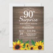 ヒマワ素朴リーサプライズ90th誕生日招待状 招待状 (正面)
